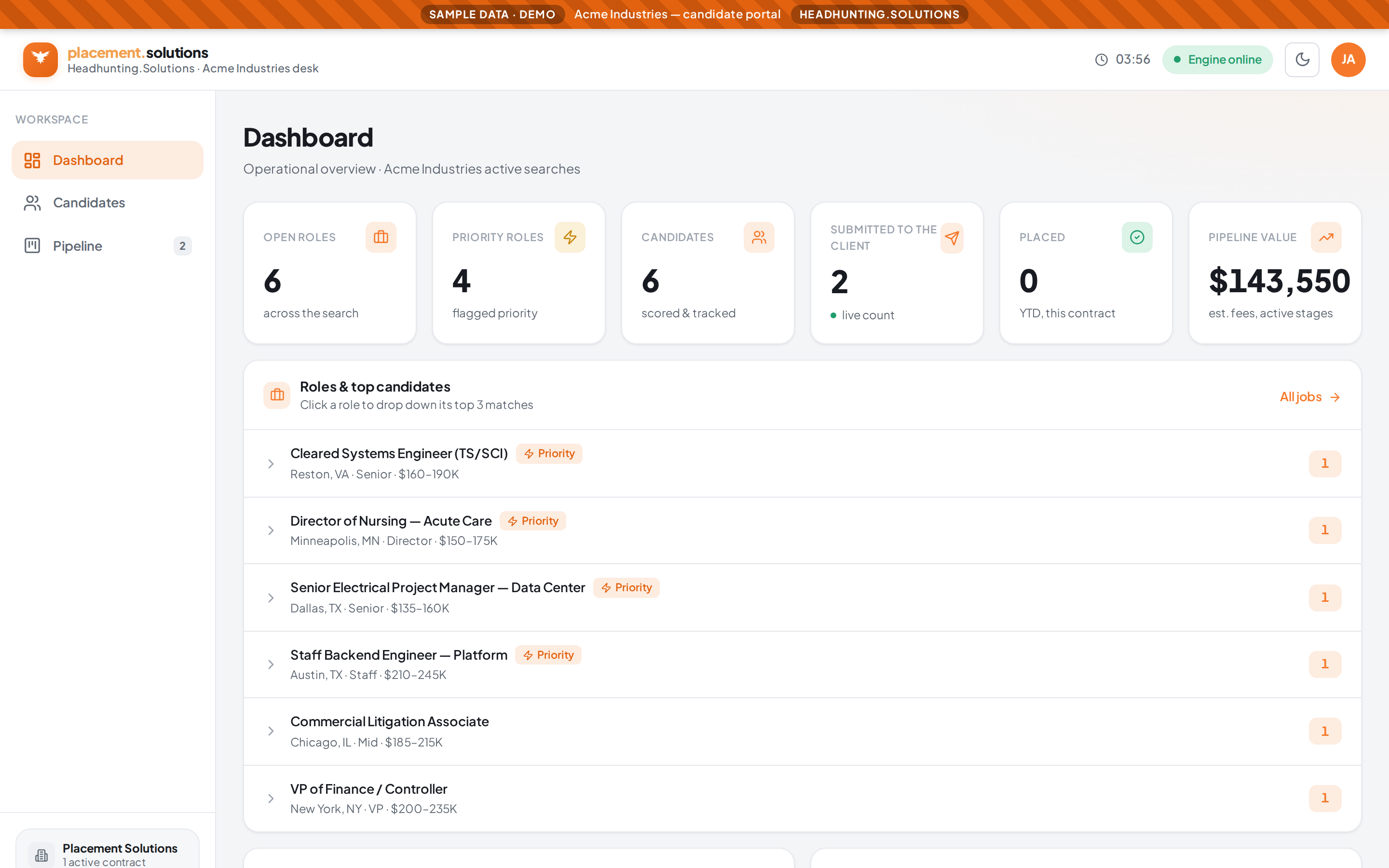 The command center &mdash; candidate portal demo